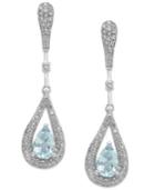 Aquamarine (3/4 Ct. T.w.) And Diamond (1/2 Ct. T.w.) Drop Earrings In 14k White Gold