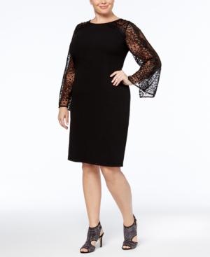 Alex Evenings Plus Size Lace-sleeve Sheath Dress