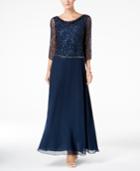 J Kara Beaded Cowl-neck Gown