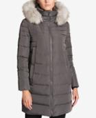 Dkny Faux-fur-trim Down Puffer Coat, Created For Macy's