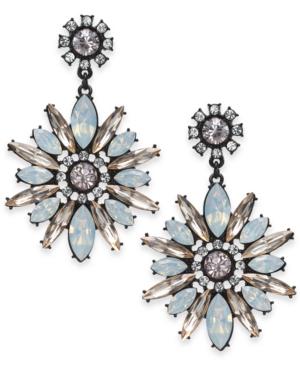 I.n.c. Black-tone Flower Drop Earrings, Created For Macy's