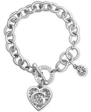 Guess Silver-tone Link Charm Bracelet