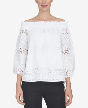 Cece Off-the-shoulder Eyelet Top