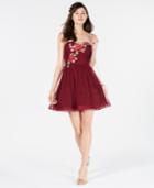 B Darlin Juniors' Rose-applique Strapless Dress