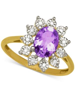 Amethyst (1-1/10 Ct. T.w.) And Diamond Accent Ring In 14k Gold