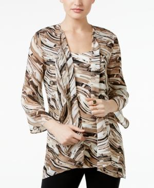 Jm Collection Petite Printed Layered-look Blouse, Only At Macy's