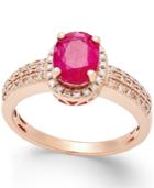 Ruby (1-1/3 Ct. T.w.) And Diamond (1/4 Ct. T.w.) Ring In 14k Rose Gold