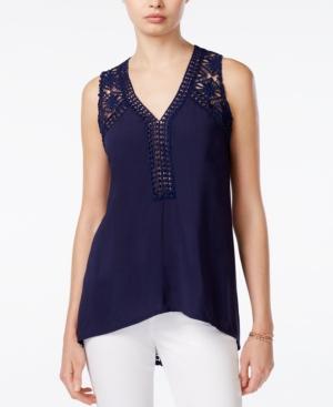 Maison Jules Sleeveless Lace-trim Top, Only At Macy's