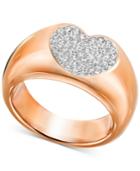 Swarovski Rose Gold-tone Crystal Pave Heart Ring