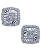 Diamond Square-style Miracle Plate Stud Earrings (1/4 Ct. T.w.) In 14k White Gold