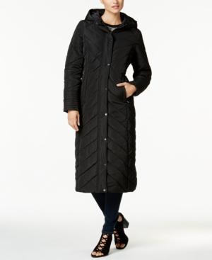 Madden Girl Juniors' Chevron Maxi Puffer Coat