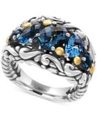Effy Ocean Bleu Blue Topaz Ring (3-5/8 Ct. T.w.) In Sterling Silver And 18k Gold