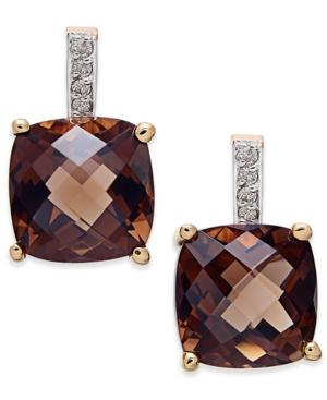 Smoky Quartz (6-1/5 Ct. T.w.) And Diamond Accent Drop Earrings In 14k Gold