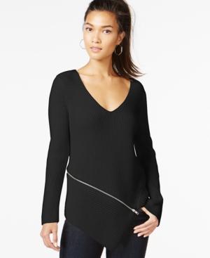 Bar Iii Asymmetrical Zip-detail Sweater, Only At Macy's