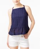 Maison Jules Eyelet Peplum Top, Only At Macy's