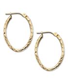 10k Gold Earrings, Oval Hoop