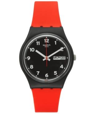 Swatch Unisex Swiss Power Tracking Red Silicone Strap Watch 34mm Gb754