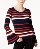 Bar Iii Striped Bell-sleeve Sweater, Created For Macy's