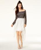City Studios Juniors' Off-the-shoulder High-low Dress
