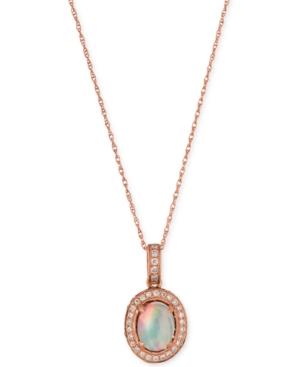 Le Vian Opal (2/3 Ct. T.w.) And Diamond (1/3 Ct. T.w.) Pendant Necklace In 14k Rose Gold, Only At Macy's