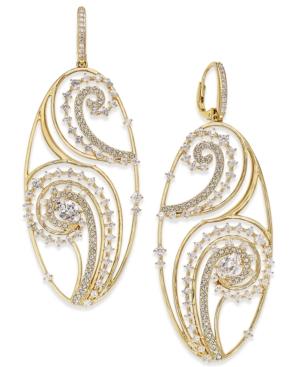 Eliot Danori Gold-tone Crystal Paisley Filigree Drop Earrings
