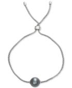 Cultured Black Tahitian Pearl (10mm) Bolo Bracelet In Sterling Silver