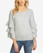 Cece Cotton Tiered-sleeve Sweater
