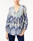 Style & Co Printed Peasant Top, Only At Macy's