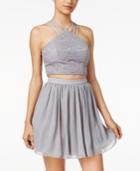 Speechless Juniors' 2-pc. Glitter Lace Crop Top And Skirt