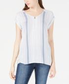 Bcx Juniors' Striped Quarter-zip Top