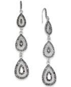 Inc International Concepts Silver-tone Hematite Pave Triple Drop Earrings, Created For Macy's