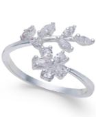 Inc International Concepts Silver-tone Crystal Flower & Leaf Ring, Only At Macy's