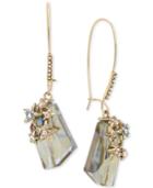 Betsey Johnson Gold-tone Pave Star & Iridescent Stone Drop Earrings