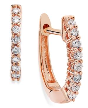10k Rose Gold Diamond Mini Hoop Earrings (1/8 Ct. T.w.)