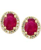Amore By Effy Certified Ruby (1-1/8 Ct. T.w.) And Diamond (1/8 Ct. T.w.) Earrings In 14k Gold