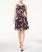 Nine West Floral-print Scuba Fit & Flare Dress