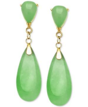 Dyed Jade Teardrop Earrings In 14k Gold (8mm)