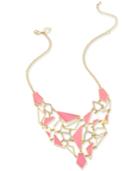 Thalia Sodi Gold-tone Geometric Pink Enamel And Crystal Pave Statement Necklace, Only At Macy's