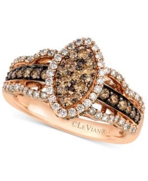 Le Vian White And Chocolate Diamond Ring In 14k Rose Gold (1-1/4 Ct. T.w.)
