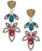 I.n.c. Gold-tone Stone & Crystal Flower Drop Earrings, Created For Macy's