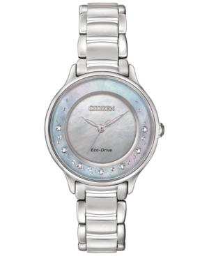 Citizen Women's Eco-drive Circle Of Time Diamond Accent Stainless Steel Bracelet Watch 30mm Em0380-81n