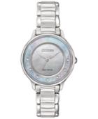 Citizen Women's Eco-drive Circle Of Time Diamond Accent Stainless Steel Bracelet Watch 30mm Em0380-81n