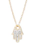 Elsie May Diamond Accent Hamsa Hand Pendant Necklace In 14k Gold, 15 + 1 Extender