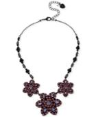 Betsey Johnson Black-tone Flower Drama Necklace