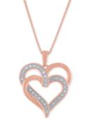 Diamond Overlap Heart 18 Pendant Necklace (1/10 Ct. T.w.) In 14k Rose Gold-plated Sterling Silver