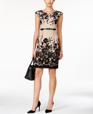 Connected Petite Belted Fit & Flare Dress