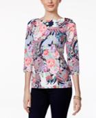 Charter Club Paisley Floral Bateau Top, Only At Macy's