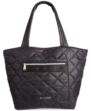 Calvin Klein Cire Nylon Quilted Reversible Large Tote