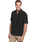 Tasso Elba Island Big And Tall Shirts, Short Sleeve Linen Blend Cross Hatch Solid Dobby Woven