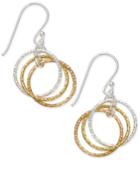 Giani Bernini Tri-tone Interlocking Circle Drop Earrings In Sterling Silver, Gold-plated Sterling Silver And Rose Gold-plated Sterling Silver, Only At Macy's